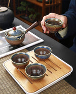 Elegant ceramic tea set with integrated filter for on the go