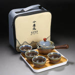 Elegant ceramic tea set with integrated filter for on the go