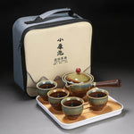 Elegant ceramic tea set with integrated filter for on the go