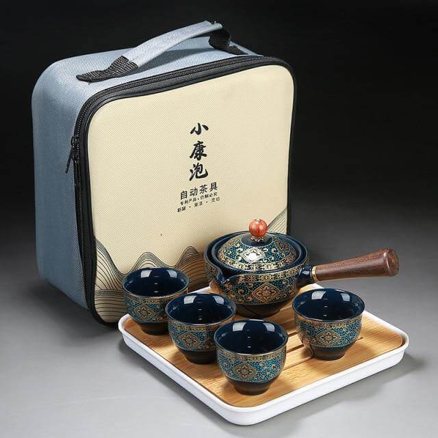 Elegant ceramic tea set with integrated filter for on the go