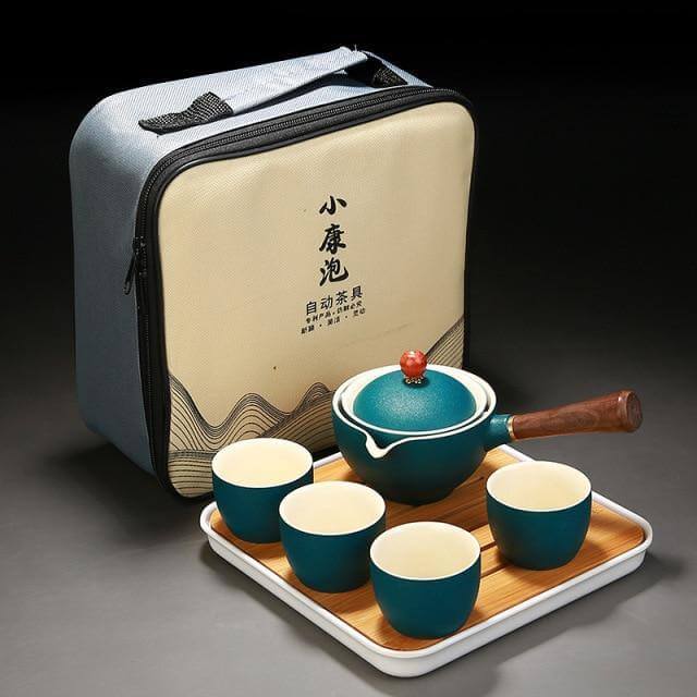 Elegant ceramic tea set with integrated filter for on the go