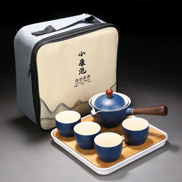 Elegant ceramic tea set with integrated filter for on the go