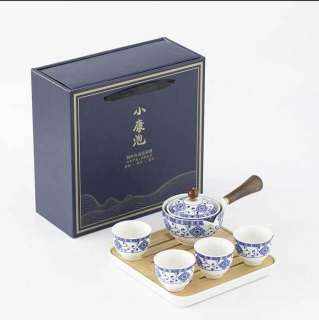 Elegant ceramic tea set with integrated filter for on the go
