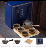 Elegant ceramic tea set with integrated filter for on the go
