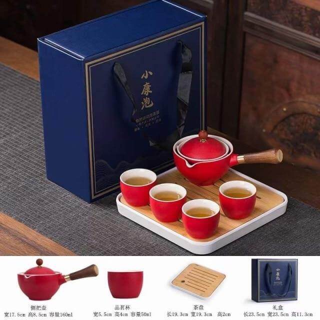 Elegant ceramic tea set with integrated filter for on the go