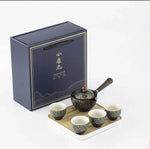 Elegant ceramic tea set with integrated filter for on the go