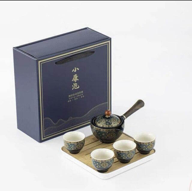 Elegant ceramic tea set with integrated filter for on the go