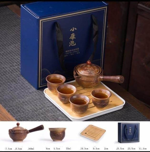 Elegant ceramic tea set with integrated filter for on the go