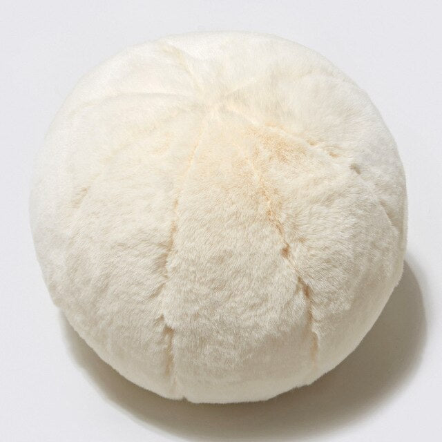 Round short-pile faux fur cushion
