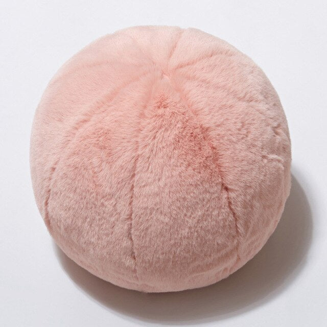 Round short-pile faux fur cushion