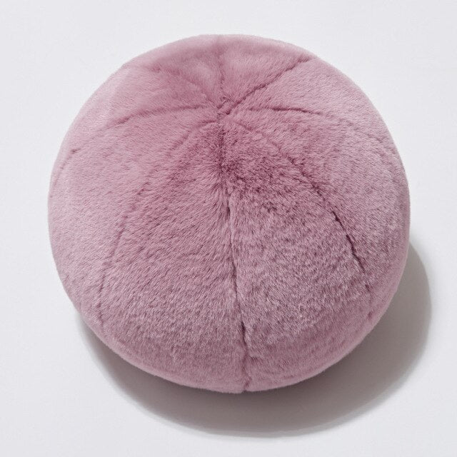 Round short-pile faux fur cushion