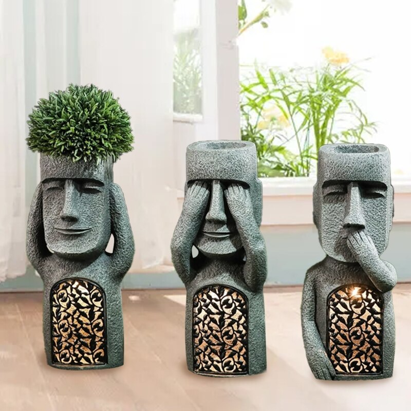 Garden Flower Pot Statue from Easter Island