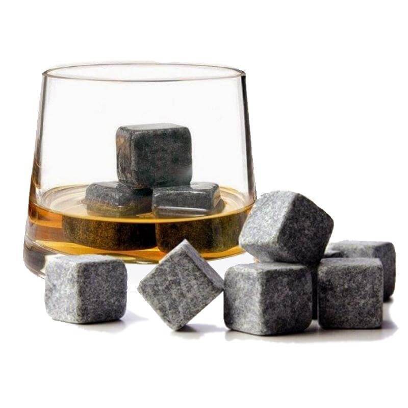9-piece natural stone whiskey stone set for the home bar