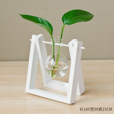 Decorative wooden vase with wooden tray