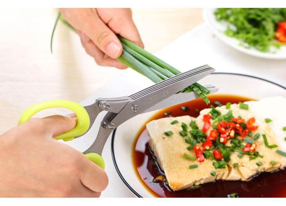 Multifunctional 5-Blade Stainless Steel Kitchen Scissors