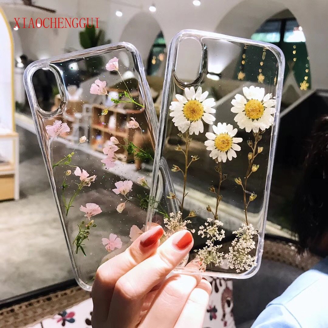 iPhone case with real dried flowers