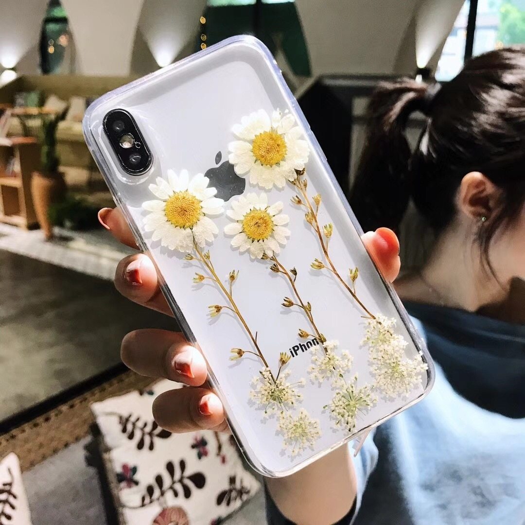 iPhone case with real dried flowers