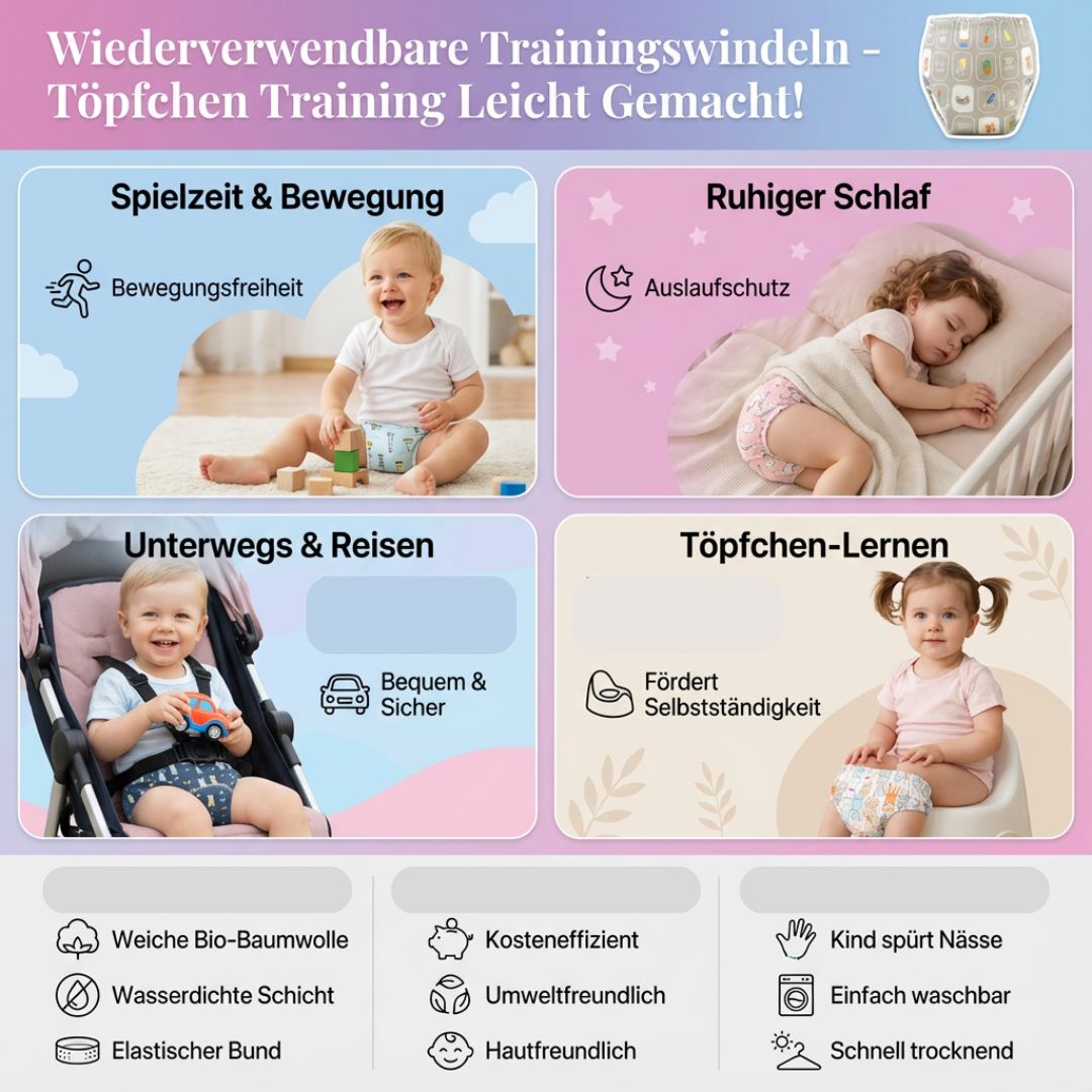 Reusable diapers for easy potty training