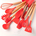 Heat Resistant Silicone and Wood Cooking Utensil Set