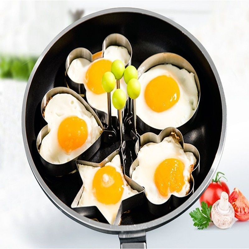 Set of 5 Stainless Steel Molds for Perfect Eggs and Pancakes