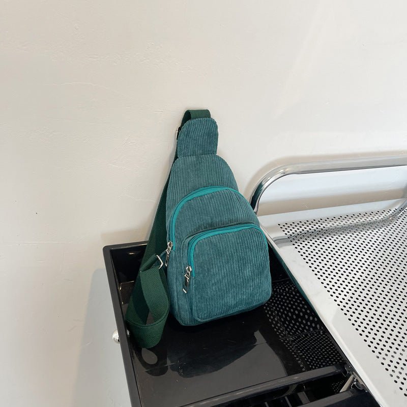 Stilvolle Cord Umhängetasche mit praktischen Fächern