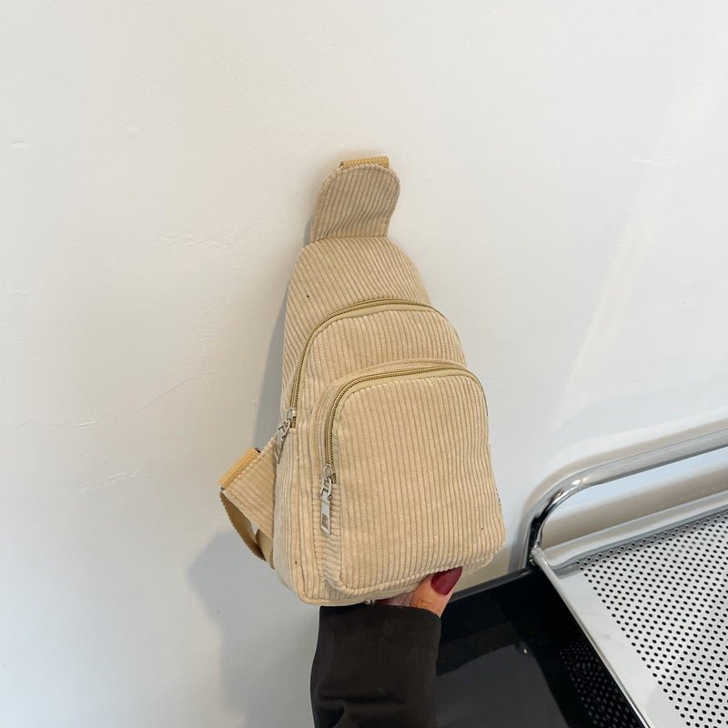 Stilvolle Cord Umhängetasche mit praktischen Fächern
