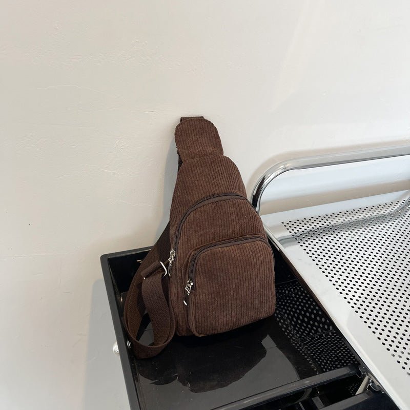 Stilvolle Cord Umhängetasche mit praktischen Fächern
