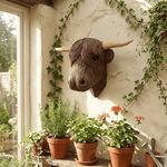 Home Decor Sculpture of Rustic Highland Cow Wall Art
