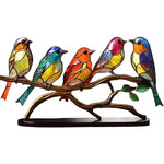Double-sided acrylic ornaments with colourful birds on branches