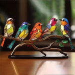 Double-sided acrylic ornaments with colourful birds on branches