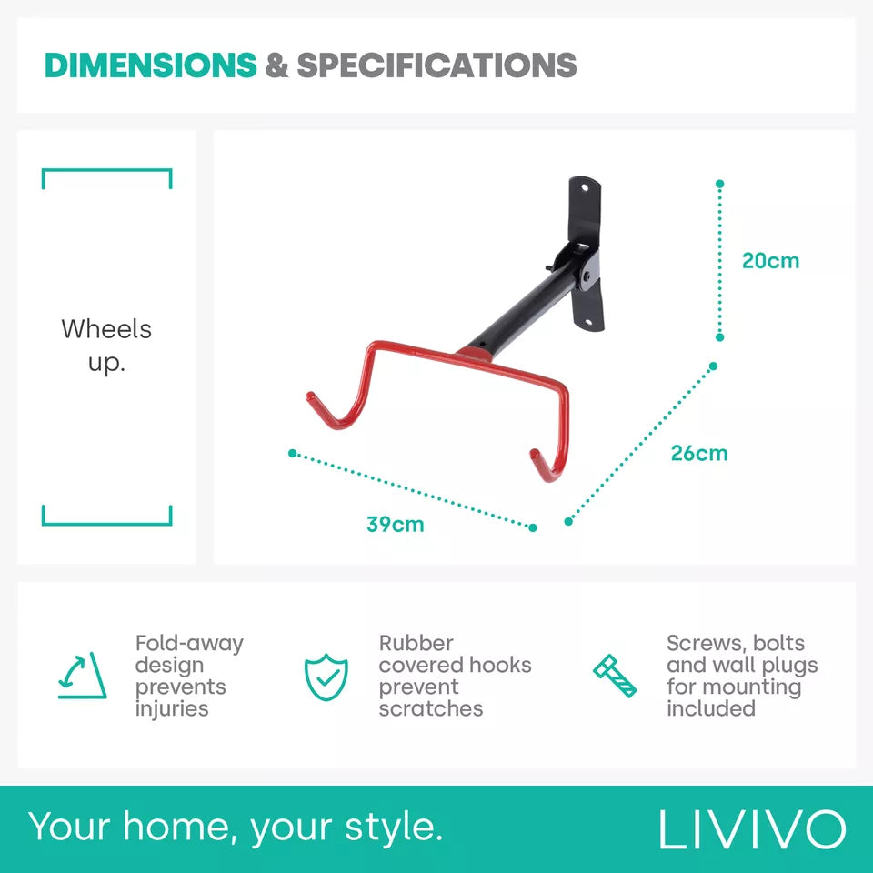 Foldable Bicycle Wall Hook – Space-Saving Hook with Protective Guards