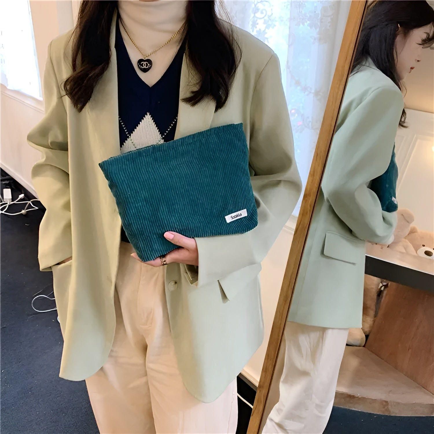 Geräumige Cord-Tasche für Kosmetik – Organizer Bag