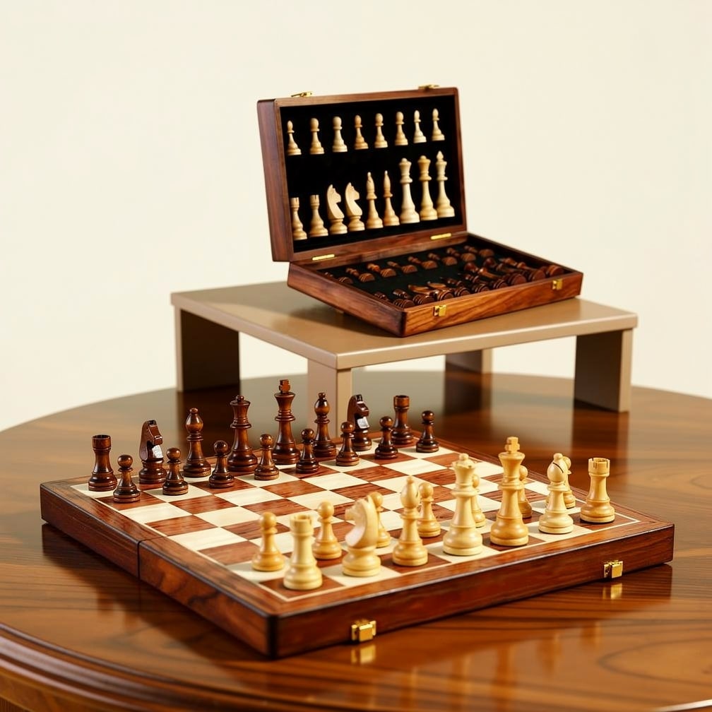 Elegant Foldable Wooden Chess Set for Travel