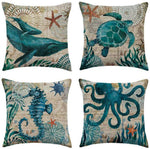 Ocean Charm Pillowcases - Stylish Decorative Cushion Covers Made of Durable Linen Blend with Hidden Zipper