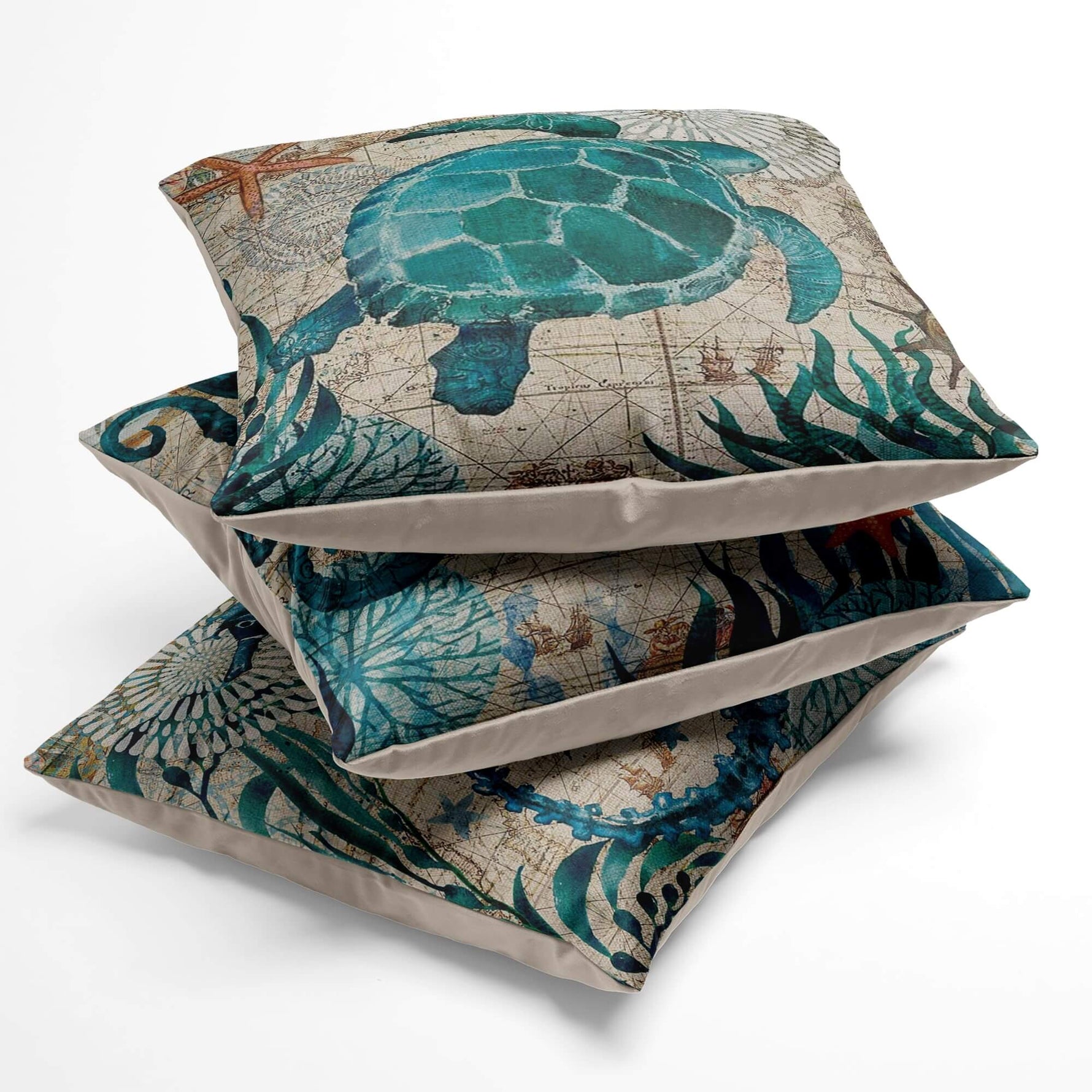 Ocean Charm Pillowcases - Stylish Decorative Cushion Covers Made of Durable Linen Blend with Hidden Zipper