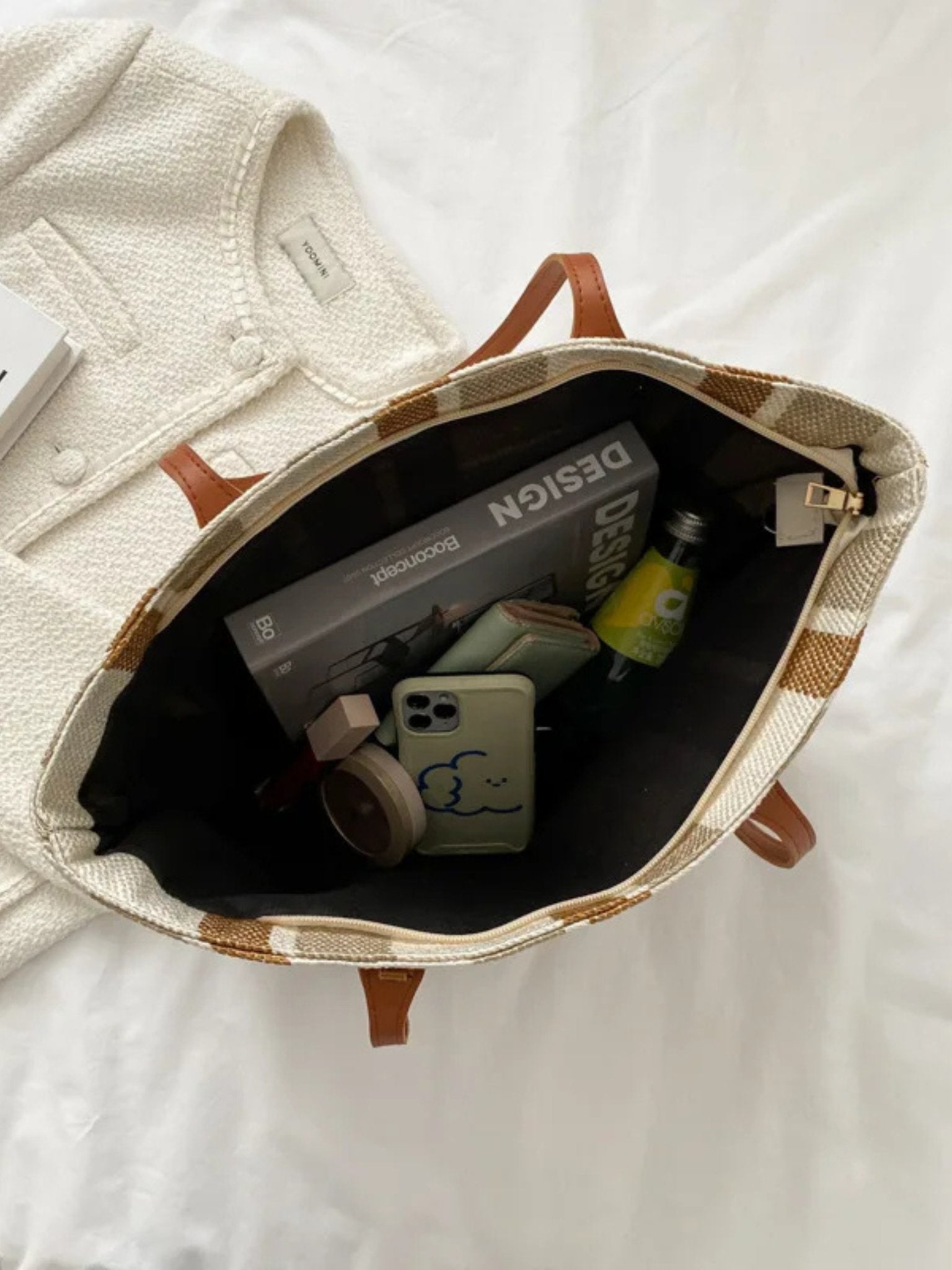 Moderne Streifen-Canvas-Tasche für jeden Anlass