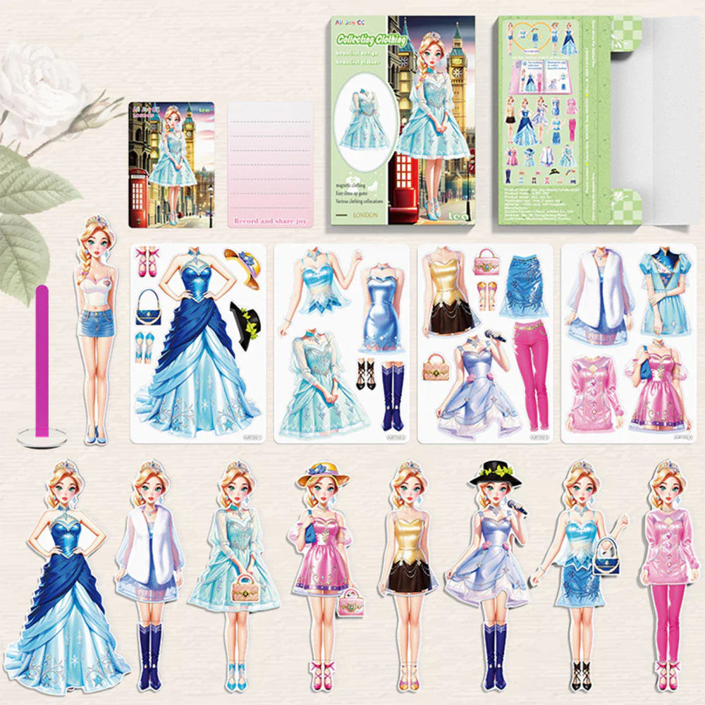 Children's playset with magnetic fashion pieces