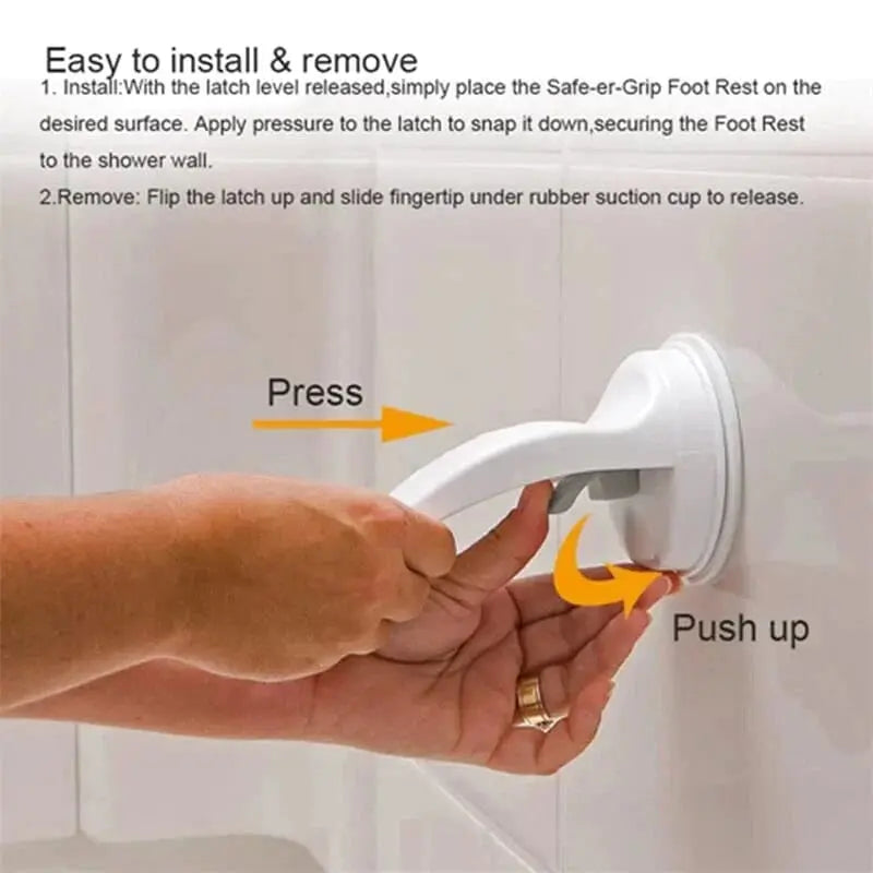 Ergonomic footrest for safe showering and shaving