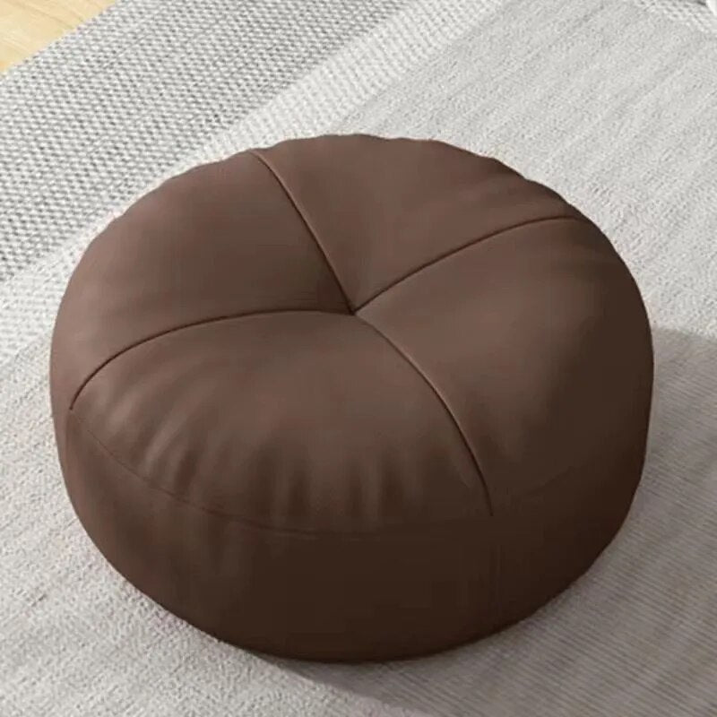 Round Japanese Nappa leather tatami-style seat cushions