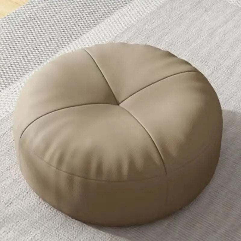Round Japanese Nappa leather tatami-style seat cushions