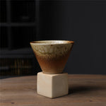 Large Ceramic Coffee Cup with Tapered Seam Base - Mug and Coaster Set