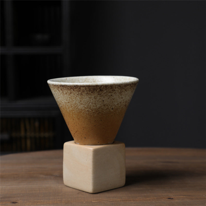 Large Ceramic Coffee Cup with Tapered Seam Base - Mug and Coaster Set