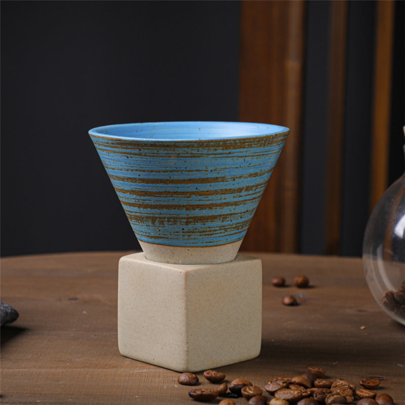 Large Ceramic Coffee Cup with Tapered Seam Base - Mug and Coaster Set