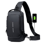 Secure shoulder bag with USB charging function