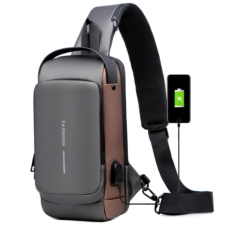Secure shoulder bag with USB charging function