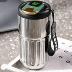 Coffee thermos with temperature display