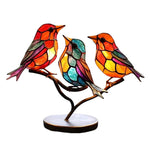 Double-sided acrylic ornaments with colourful birds on branches