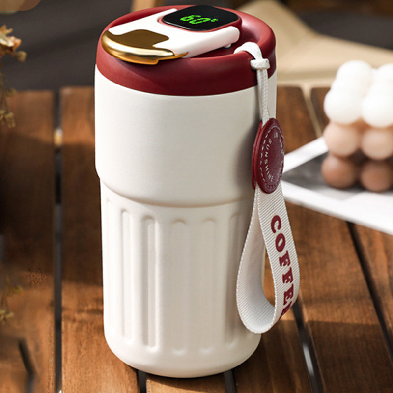 Coffee thermos with temperature display