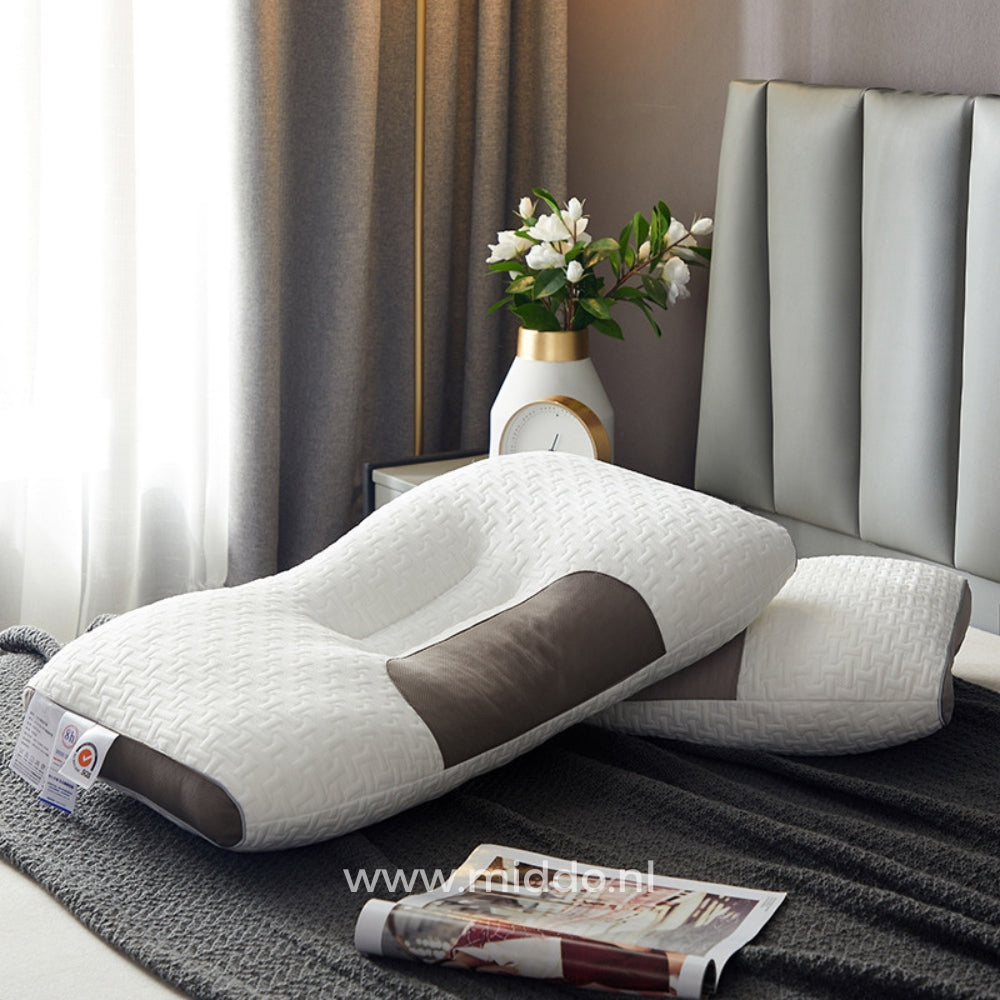 Ergonomisches Nackenstützkissen | Ideal für Rücken- und Seitenschläfer mit Gratis Bezügen!