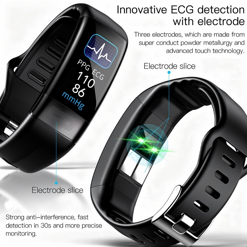 Smart fitness watch with heart rate and blood pressure measurement